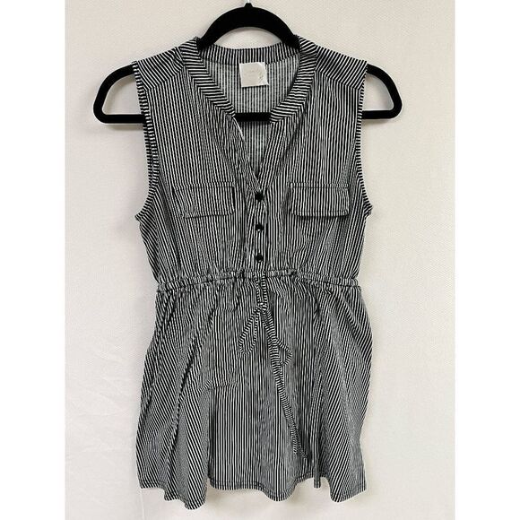Siren Lily Maternity Tunic Black & White Striped Sleeveless Dress Size Large - Picture 1 of 8